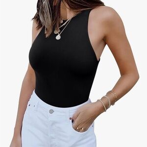 Elegant Black Sleeveless Bodysuit Top